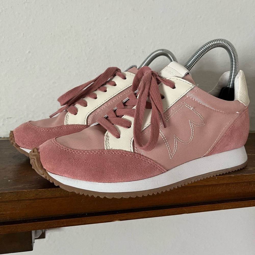 BIRDIES Women's Roadrunners in Rosette Pink and White Sneakers Size 7.5